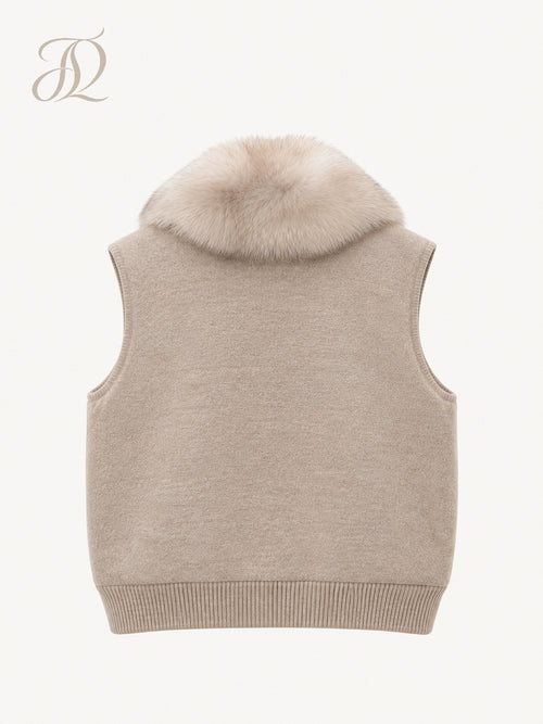 The Oat Milk Cashmere & Fur Vest