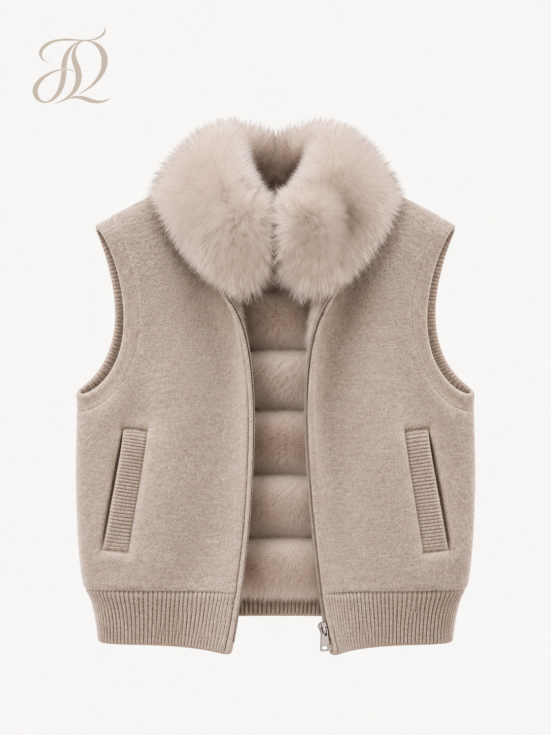 The Oat Milk Cashmere & Fur Vest